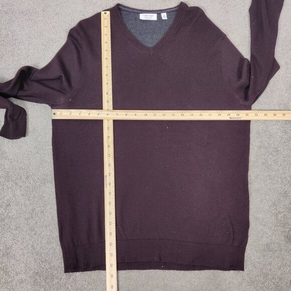 Calvin Klein Men's Sweater Size L Purple Merino Wool V Neck Business Casual Work - Picture 4 of 6